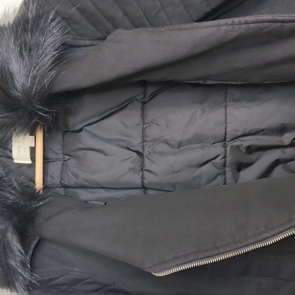 Cloth & Stone Black Faux Fur Collar Moto Biker Jacket Size S - Picture 6 of 9